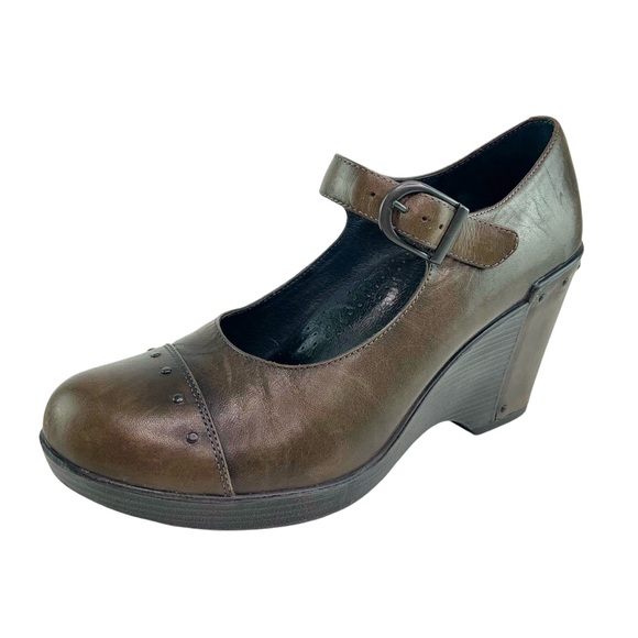 Dansko Fanny Wedge Mary Jane Wedge Heels in Brown Leather - Picture 1 of 8